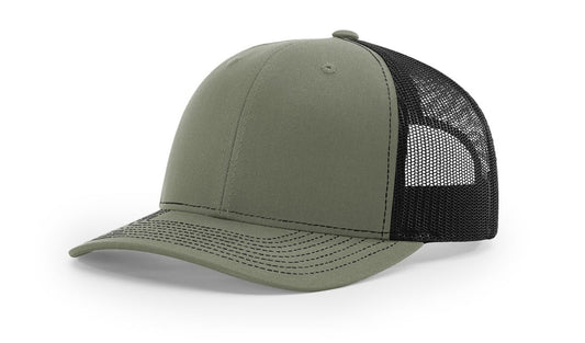 Loden/ Black Richardson Leather Patch Trucker Hat