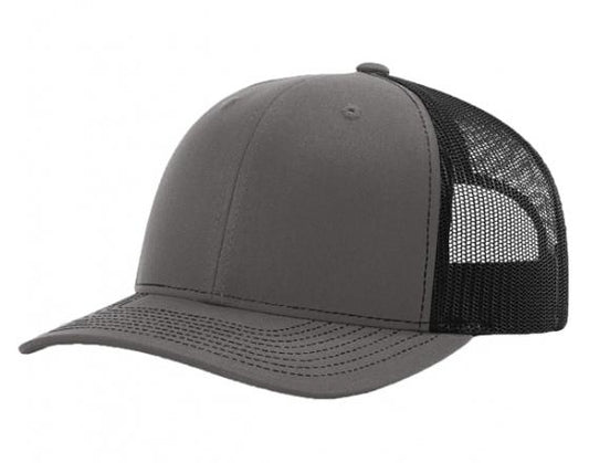 Charcoal/ Black Richardson Leather Patch Trucker Hat