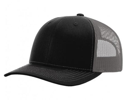 Black/Charcoal Richardson Leather Patch Trucker Hat