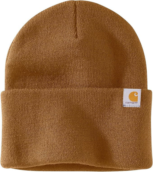 Brown Carhartt Leather Patch Beanie