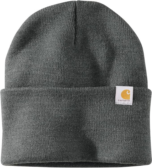 Coal Heather Carhartt Leather Patch Beanie