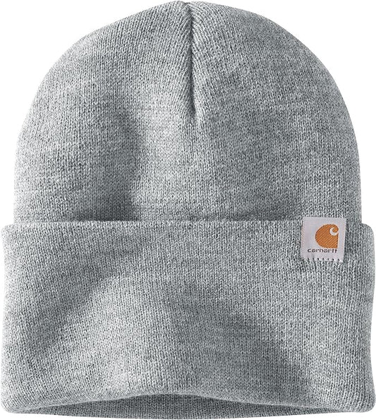 Heather Grey Carhartt Leather Patch Beanie