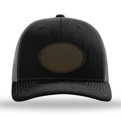 Black/Charcoal Richardson Leather Patch Trucker Hat