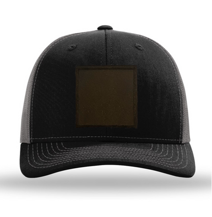 Black/Charcoal Richardson Leather Patch Trucker Hat