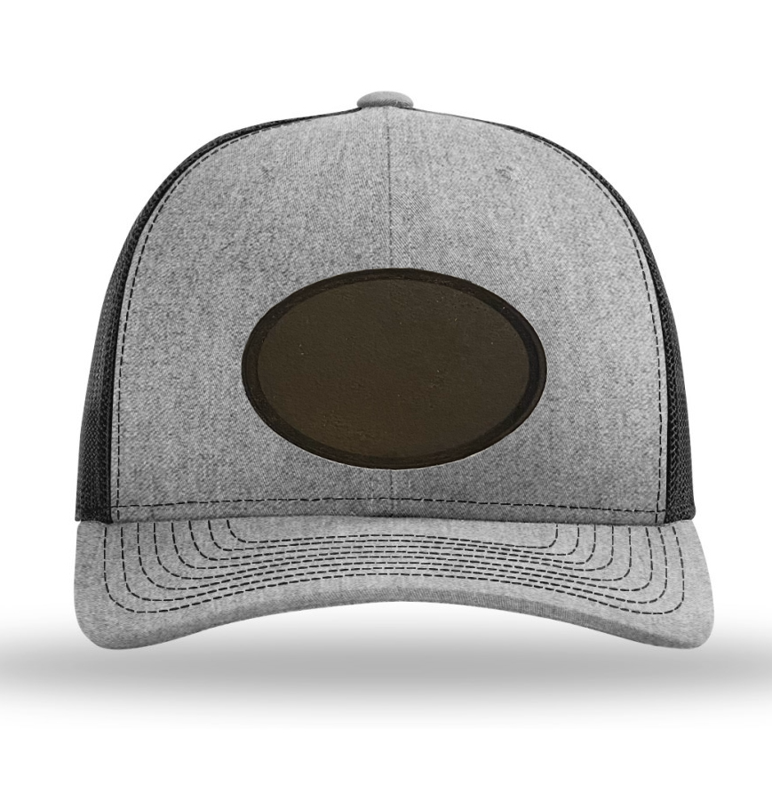 Heather Grey/ Black Richardson Leather Patch Trucker Hat