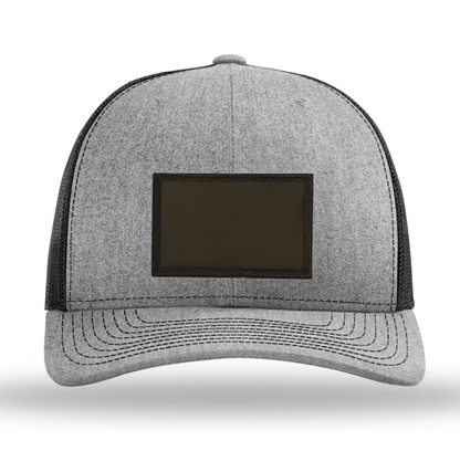 Heather Grey/ Black Richardson Leather Patch Trucker Hat