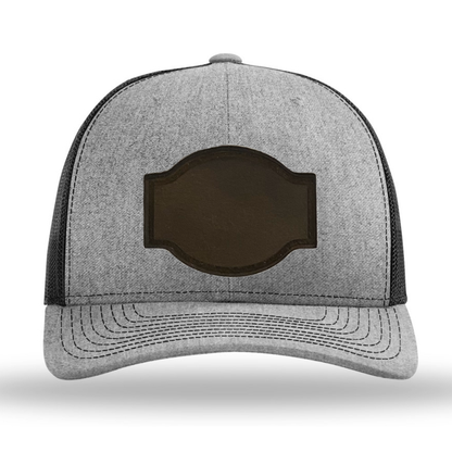 Heather Grey/ Black Richardson Leather Patch Trucker Hat