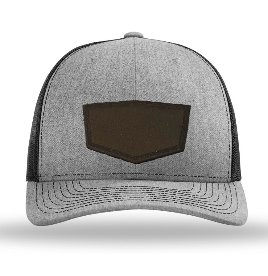 Heather Grey/ Black Richardson Leather Patch Trucker Hat