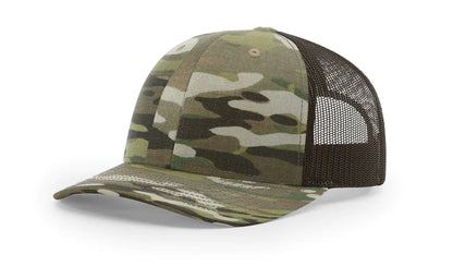 Multicam/ Coyote Brown Richardson Leather Patch Trucker Hat