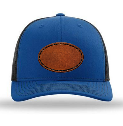 Royal Blue/ Black Richardson Leather Patch Trucker Hat