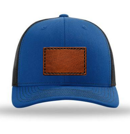 Royal Blue/ Black Richardson Leather Patch Trucker Hat