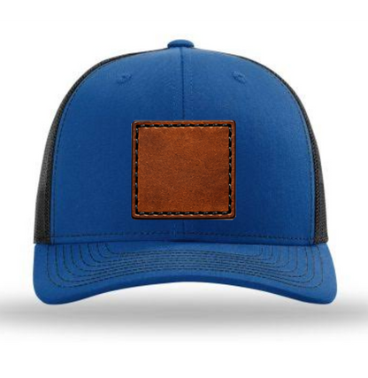 Royal Blue/ Black Richardson Leather Patch Trucker Hat