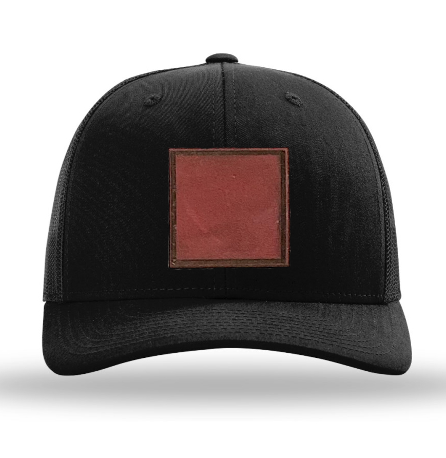 Black/ Black Richardson Leather Patch Trucker Hat