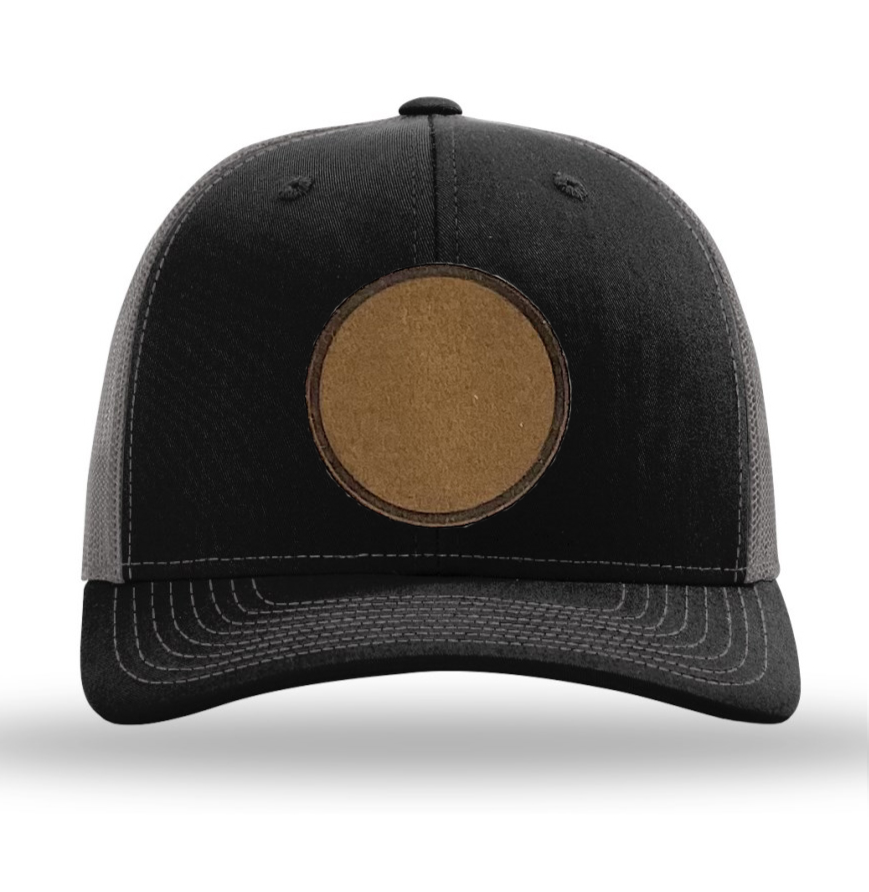 Black/Charcoal Richardson Leather Patch Trucker Hat