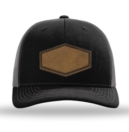 Black/Charcoal Richardson Leather Patch Trucker Hat