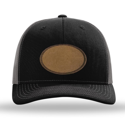 Black/Charcoal Richardson Leather Patch Trucker Hat