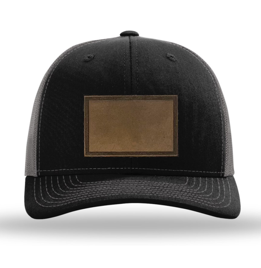 Black/Charcoal Richardson Leather Patch Trucker Hat