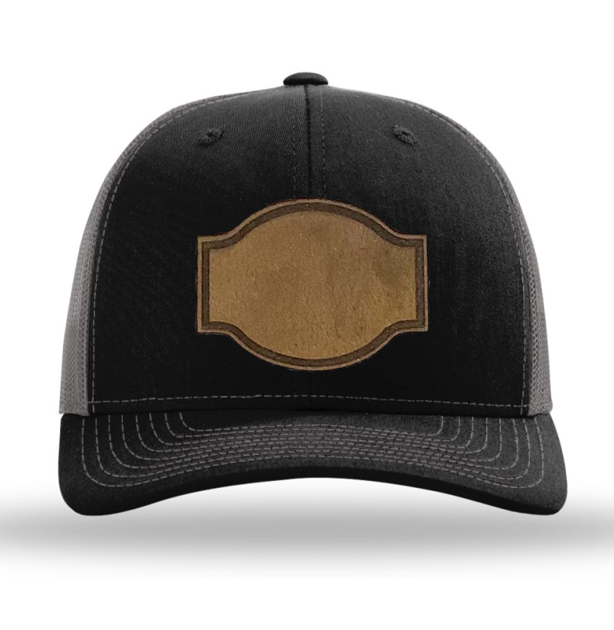 Black/Charcoal Richardson Leather Patch Trucker Hat