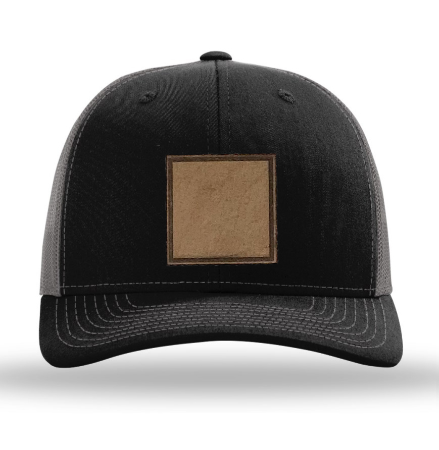 Black/Charcoal Richardson Leather Patch Trucker Hat