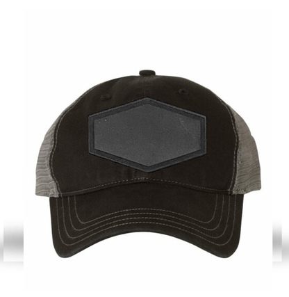 Black/ Charcoal Richardson Leather Patch Soft Cap