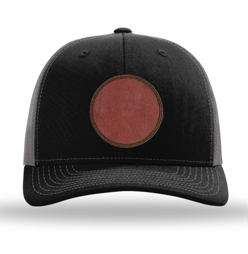 Black/Charcoal Richardson Leather Patch Trucker Hat