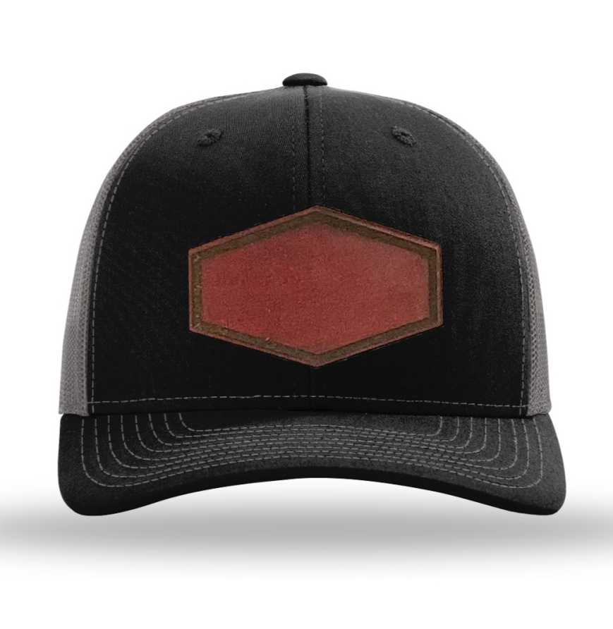 Black/Charcoal Richardson Leather Patch Trucker Hat