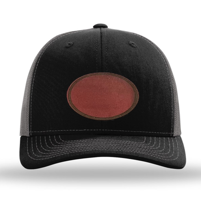 Black/Charcoal Richardson Leather Patch Trucker Hat