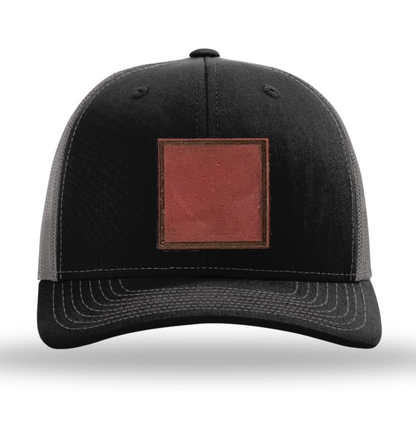 Black/Charcoal Richardson Leather Patch Trucker Hat