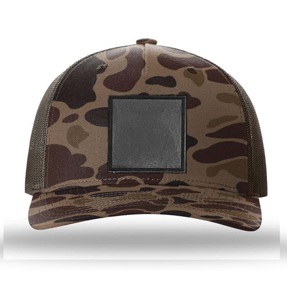 Bark Duck Camo/ Brown Richardson Leather Patch Trucker Hat
