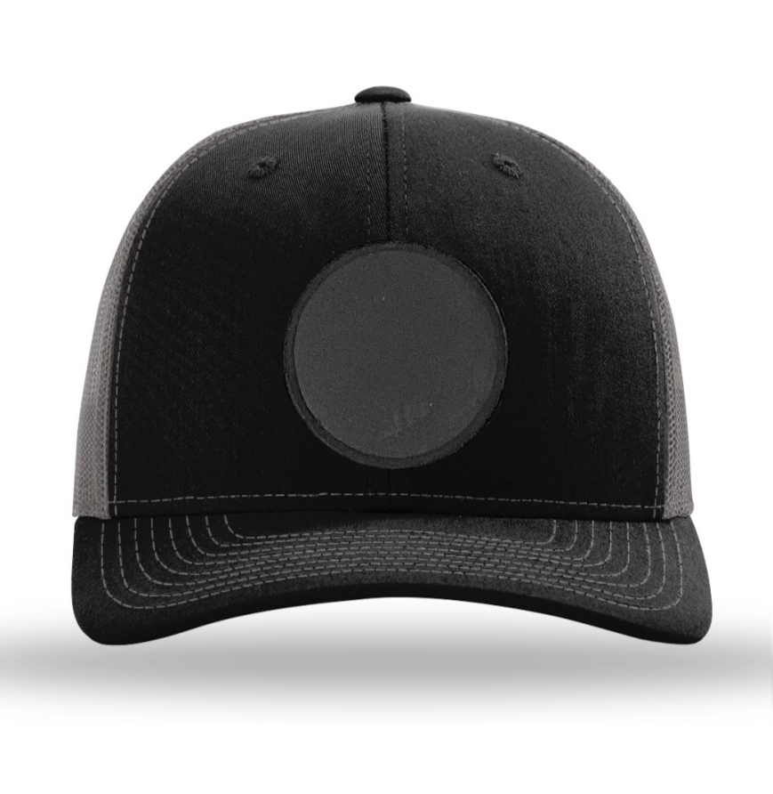 Black/Charcoal Richardson Leather Patch Trucker Hat