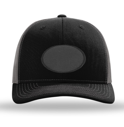 Black/Charcoal Richardson Leather Patch Trucker Hat