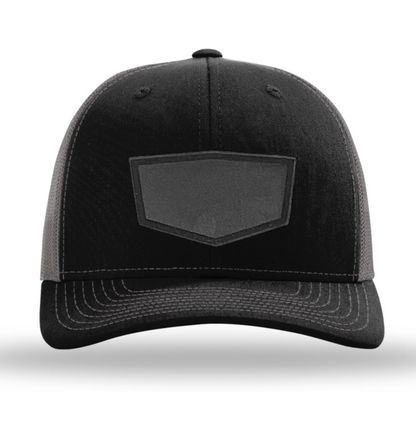 Black/Charcoal Richardson Leather Patch Trucker Hat