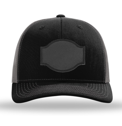 Black/Charcoal Richardson Leather Patch Trucker Hat