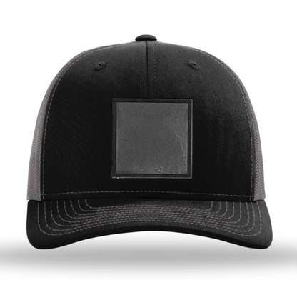 Black/Charcoal Richardson Leather Patch Trucker Hat