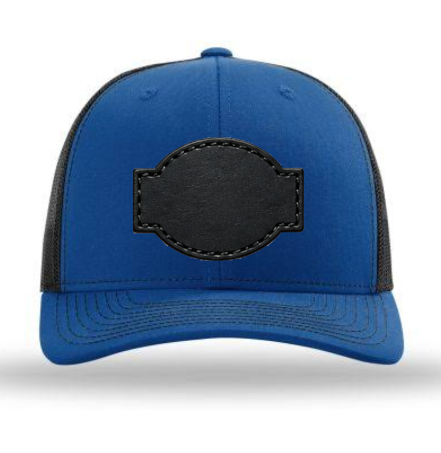 Royal Blue/ Black Richardson Leather Patch Trucker Hat