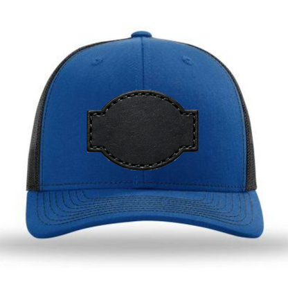 Royal Blue/ Black Richardson Leather Patch Trucker Hat