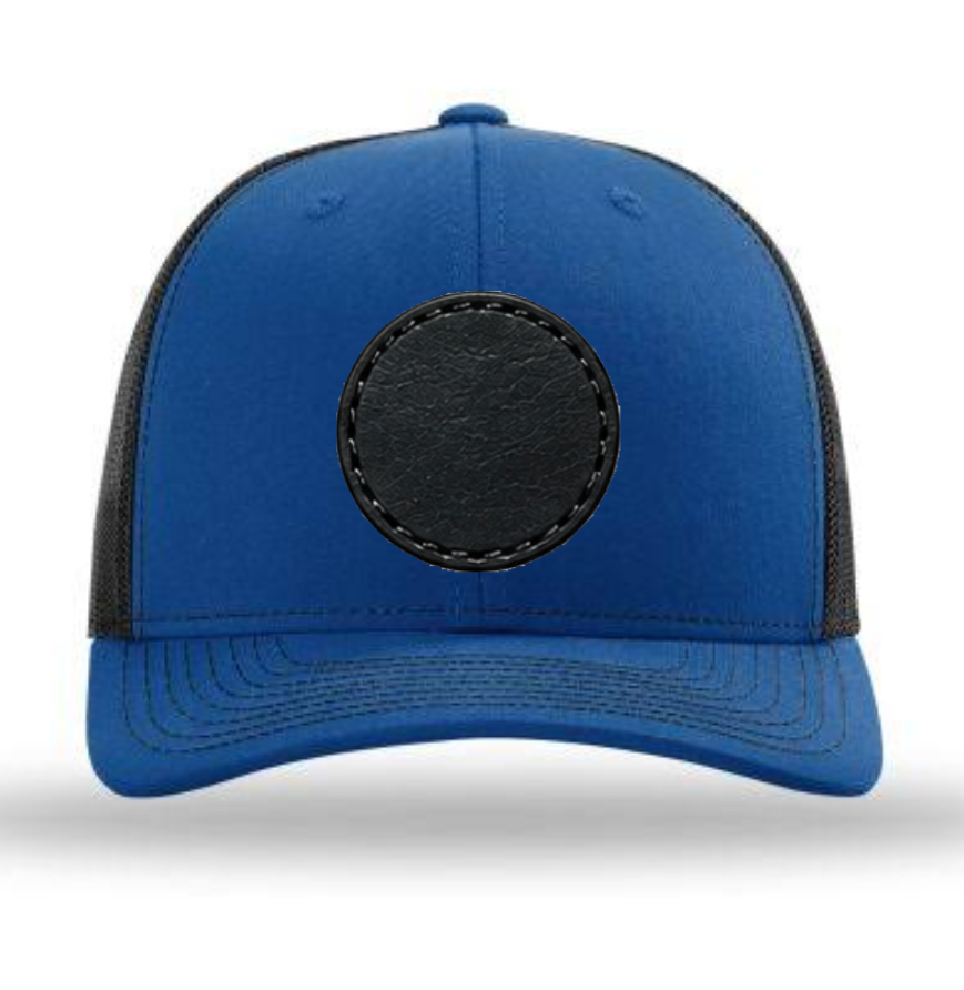 Royal Blue/ Black Richardson Leather Patch Trucker Hat