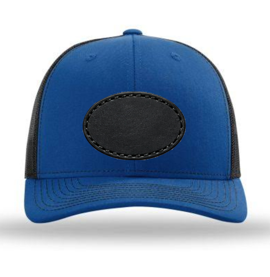 Royal Blue/ Black Richardson Leather Patch Trucker Hat