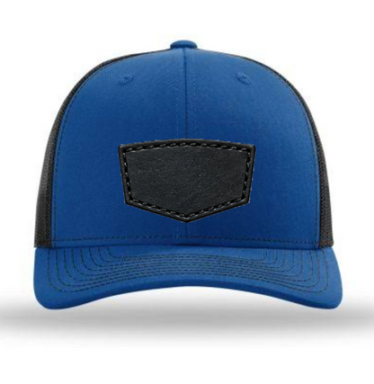 Royal Blue/ Black Richardson Leather Patch Trucker Hat