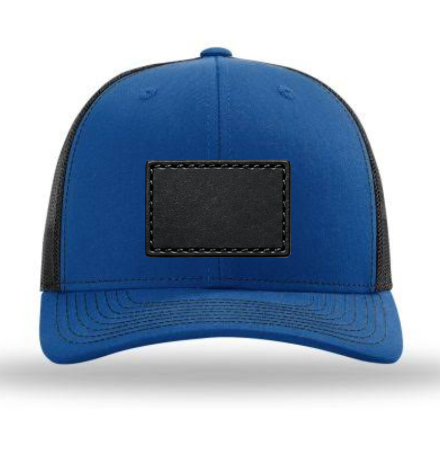 Royal Blue/ Black Richardson Leather Patch Trucker Hat
