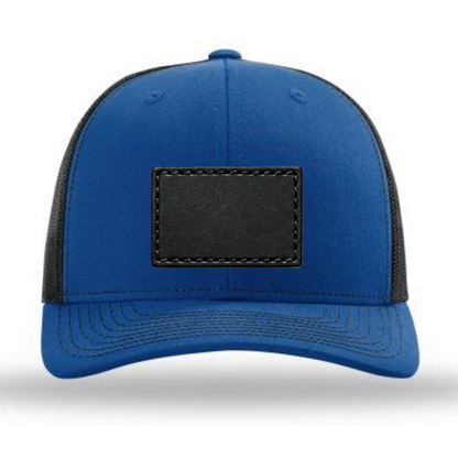 Royal Blue/ Black Richardson Leather Patch Trucker Hat