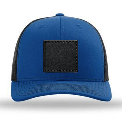 Royal Blue/ Black Richardson Leather Patch Trucker Hat