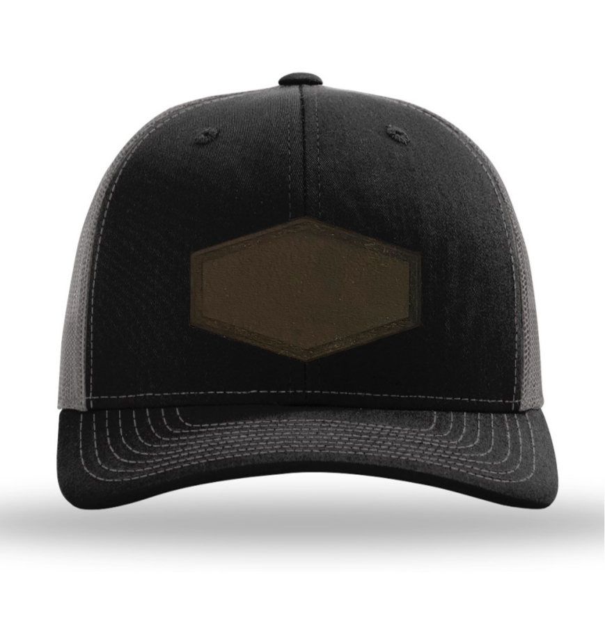 Black/Charcoal Richardson Leather Patch Trucker Hat