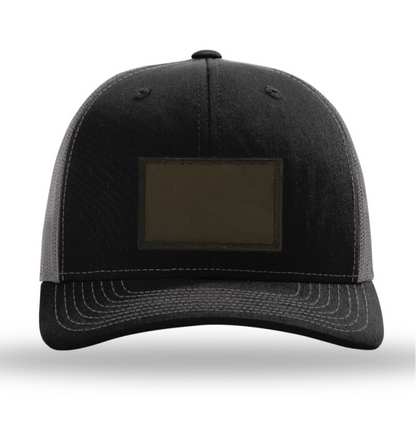 Black/Charcoal Richardson Leather Patch Trucker Hat