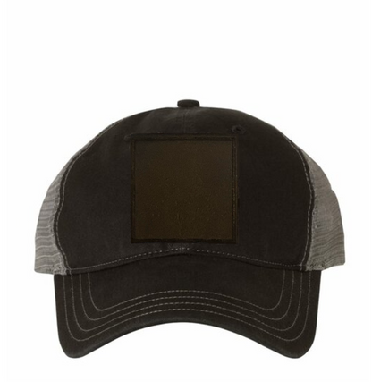 Black/ Charcoal Richardson Leather Patch Soft Cap