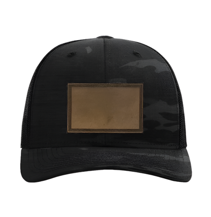 Black Multicam/ Black Richardson Leather Patch Trucker Hat