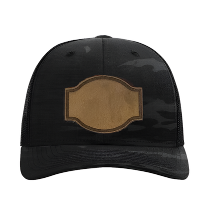 Black Multicam/ Black Richardson Leather Patch Trucker Hat