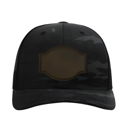Black Multicam/ Black Richardson Leather Patch Trucker Hat