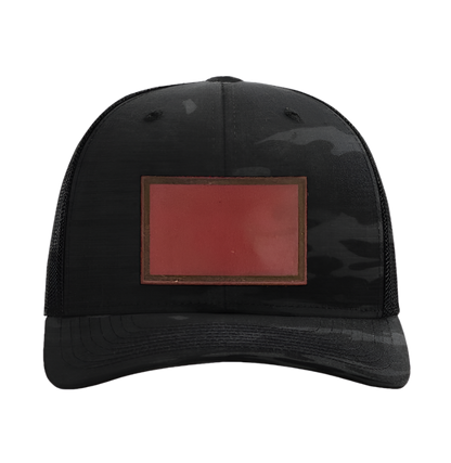 Black Multicam/ Black Richardson Leather Patch Trucker Hat