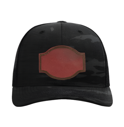 Black Multicam/ Black Richardson Leather Patch Trucker Hat